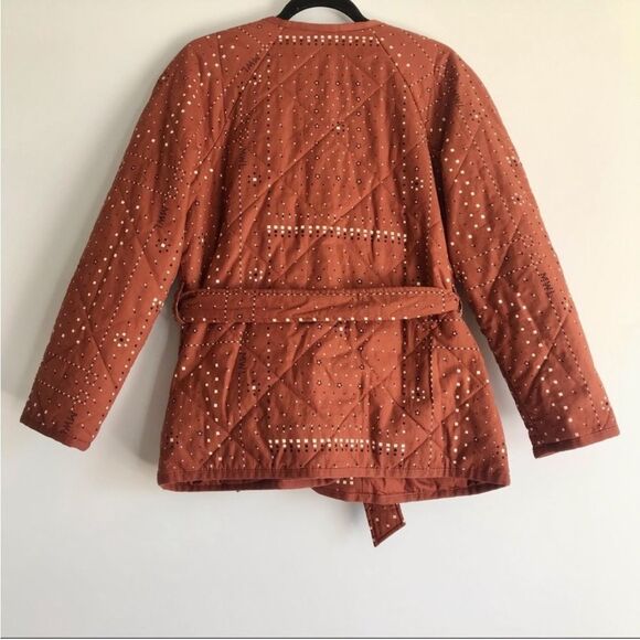 Madewell Quilted Cotton Printed Jacket With Waist Tie Belt Size Small - Picture 4 of 11